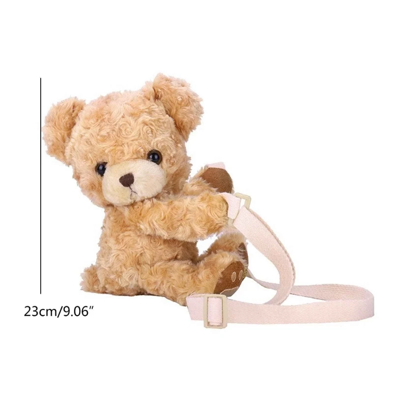 New Girls Cute Smile Bear Shoulder Bag Cartoon Soft Plush Doll Crossbody Bag Coin Purse Women  Shopping Dating Bag For Gifts