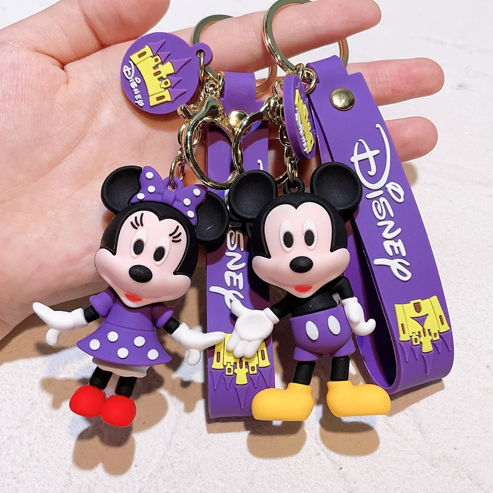 

Disney Mickey Mouse Keychain for Women Anime Cute Minne Figure Doll Keyring Couple Bag Pendent Jewelry Children Toy Xmas Gifts