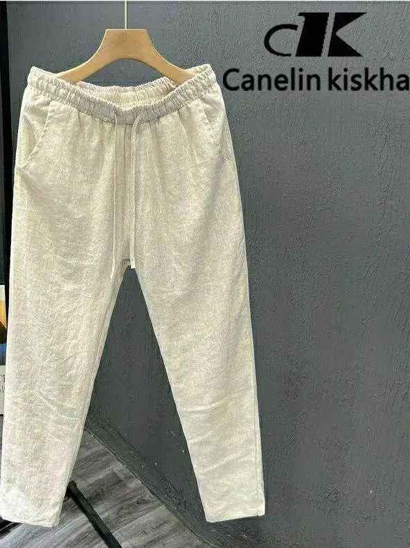 

Trendy Linen Men's Pants Casual Ultra-Thin Straight-Cut Cotton-Linen Spring Summer Fashionable Versatile Nine-Piece Trousers