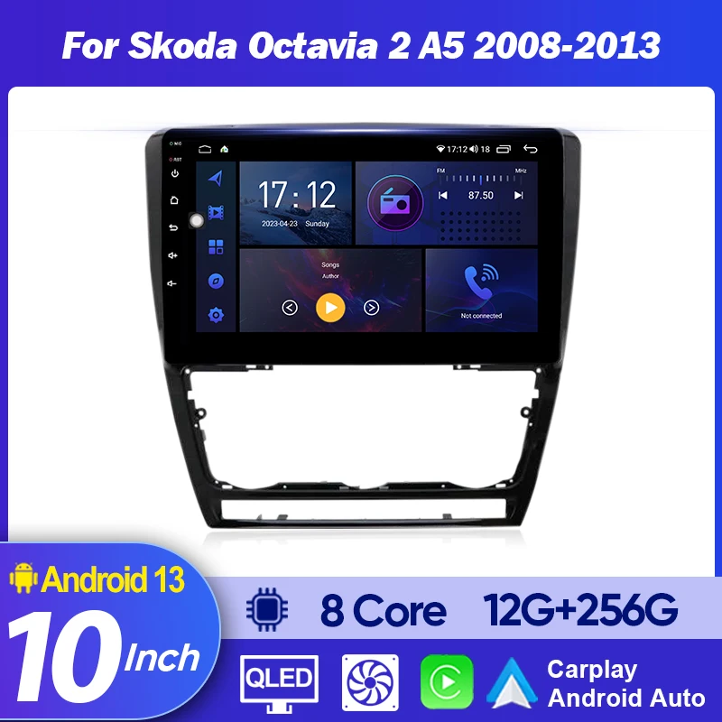 QSZN 10 inch QLED Screen Car Radio For Skoda Octavia 2 A5 2008 - 2013 Year Multimedia Video Player GPS Navigation Host Carplay