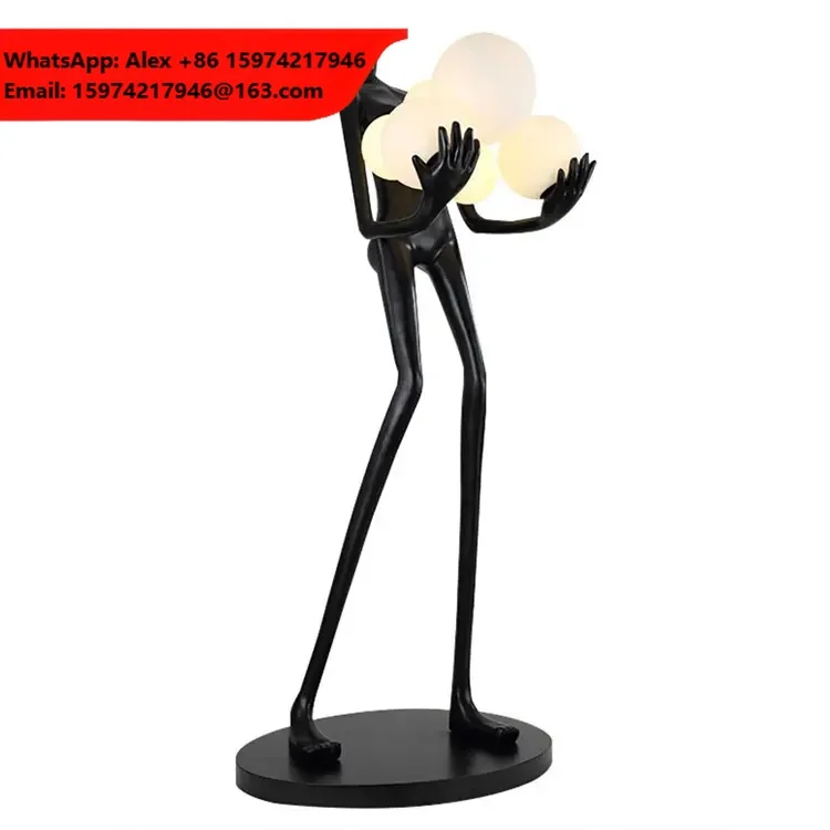 Modern Resin Man And Woman Figurines Sculptor Floor Light Standing Lamp For Show Room Living Room Art Center Decoration