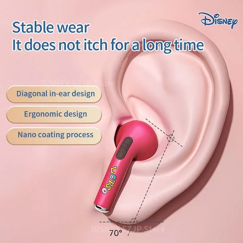 Disney Q50 Stitch Angel Wireless Bluetooth Earbuds HiFi Surround Sound Headset Smart Touch Headphone Long Endurance