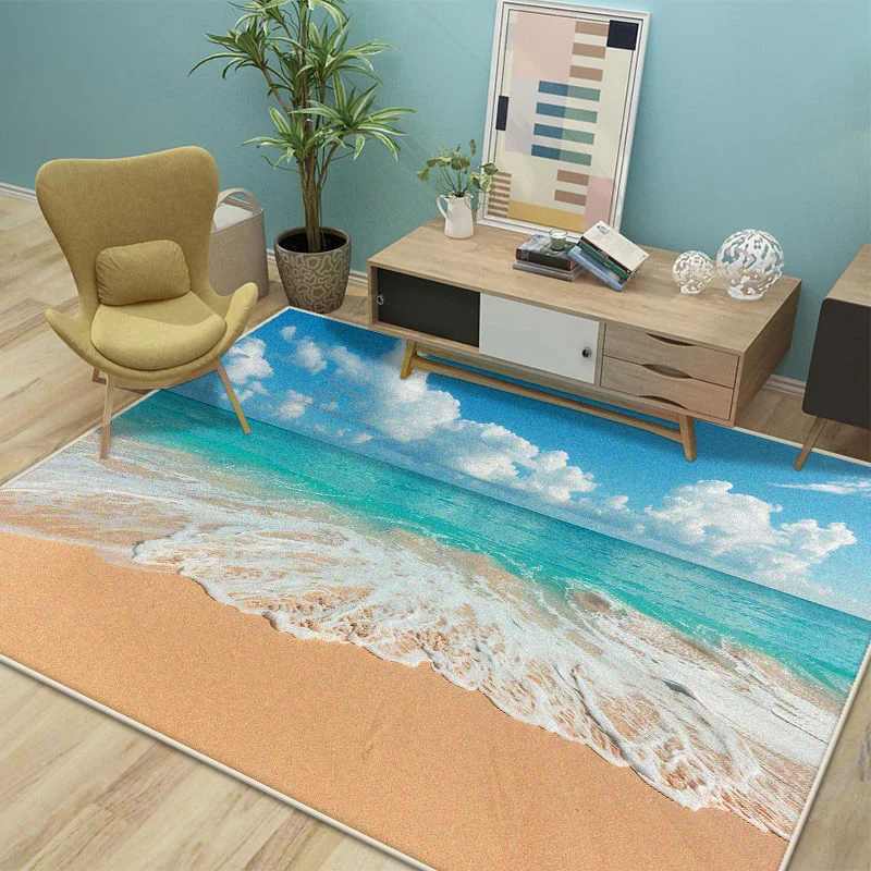 

Современный стиль, пляжный ковер для гостиной, противоскользящее украшение для спальни, 3D ковер, безворсовый мягкий коврик для входной двери, легко чистится, моющийся