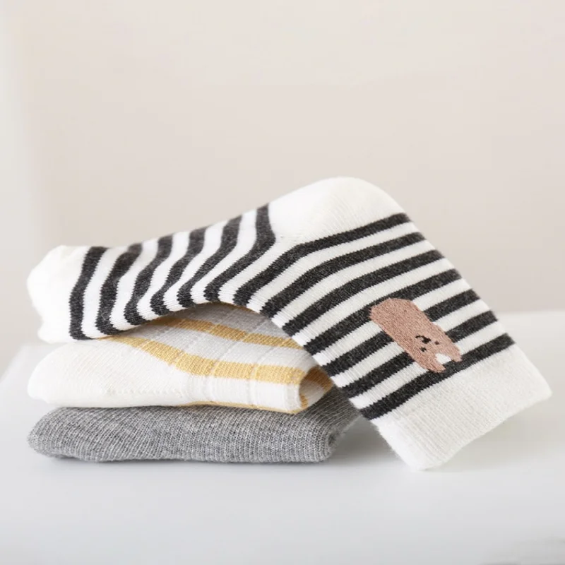 Children's Socks Autumn & Winter New Design Combed Cotton Breathable Kids Socks Striped Boneless Infant Socks