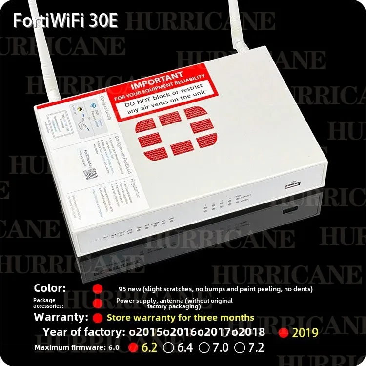 95% New FortiGate 30E  Firewall Firmware 6.2 Full Gigabit Suitable for Learning VPN FG-30E