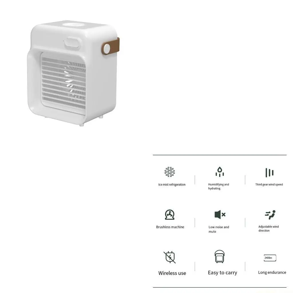 

D0AB Air Conditioner Air Cooler Fan With 3 Wind Speeds Water Cooling Fan Rechargeable Portable For Bedroom Desktop Office Car