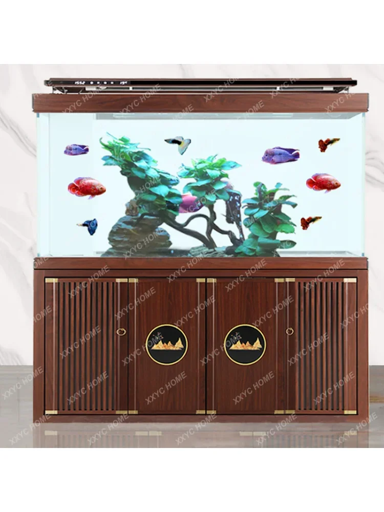 Fish Tank Living Room Small and Medium-Sized Floor Aquarium Landscape Tank Bottom Water Filter Plant Grass Tank