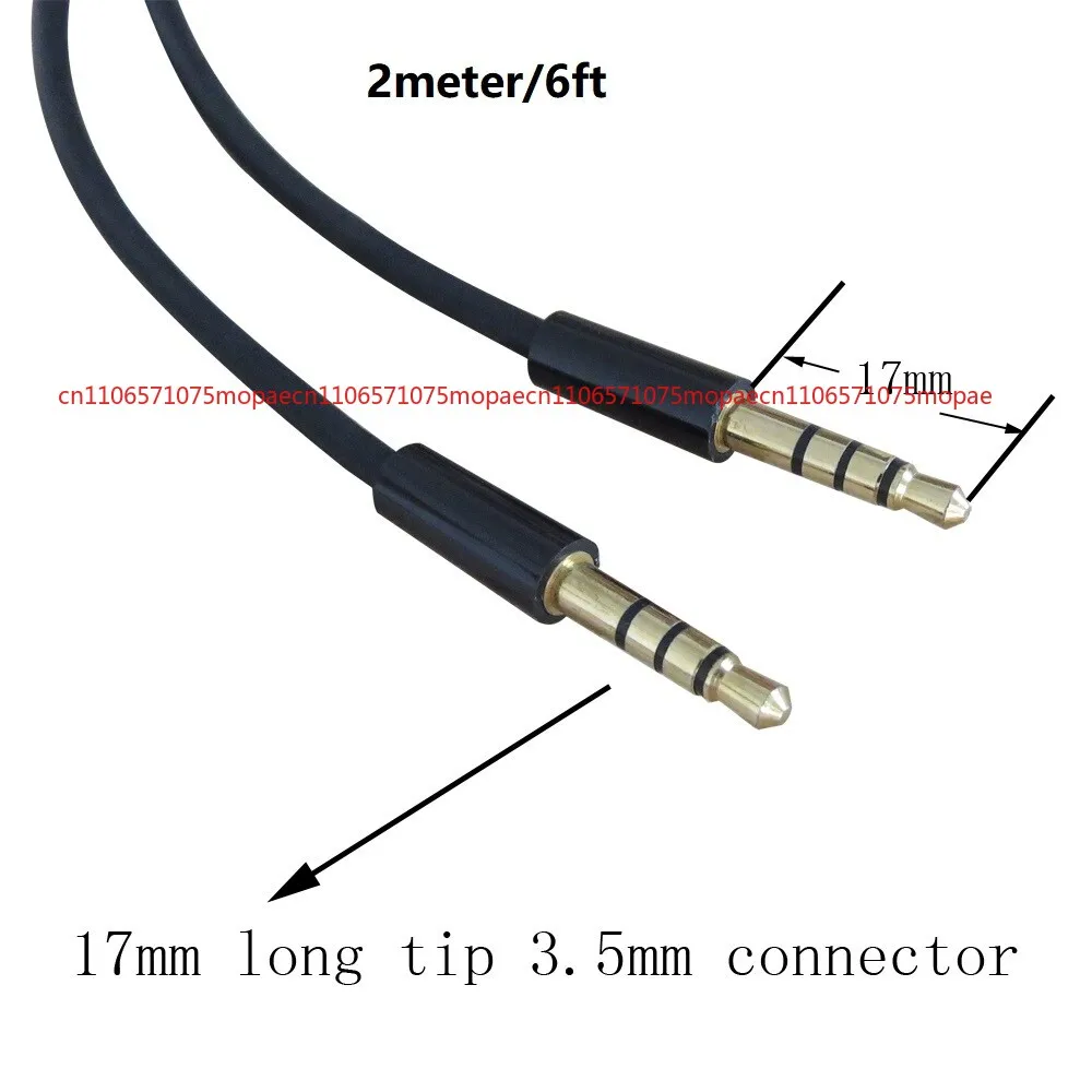 

2 м, 6 футов, 4 полюса, разъем 3,5 мм, аудиокабель «папа-папа», автомобильный Aux-кабель, длинный наконечник 17 мм