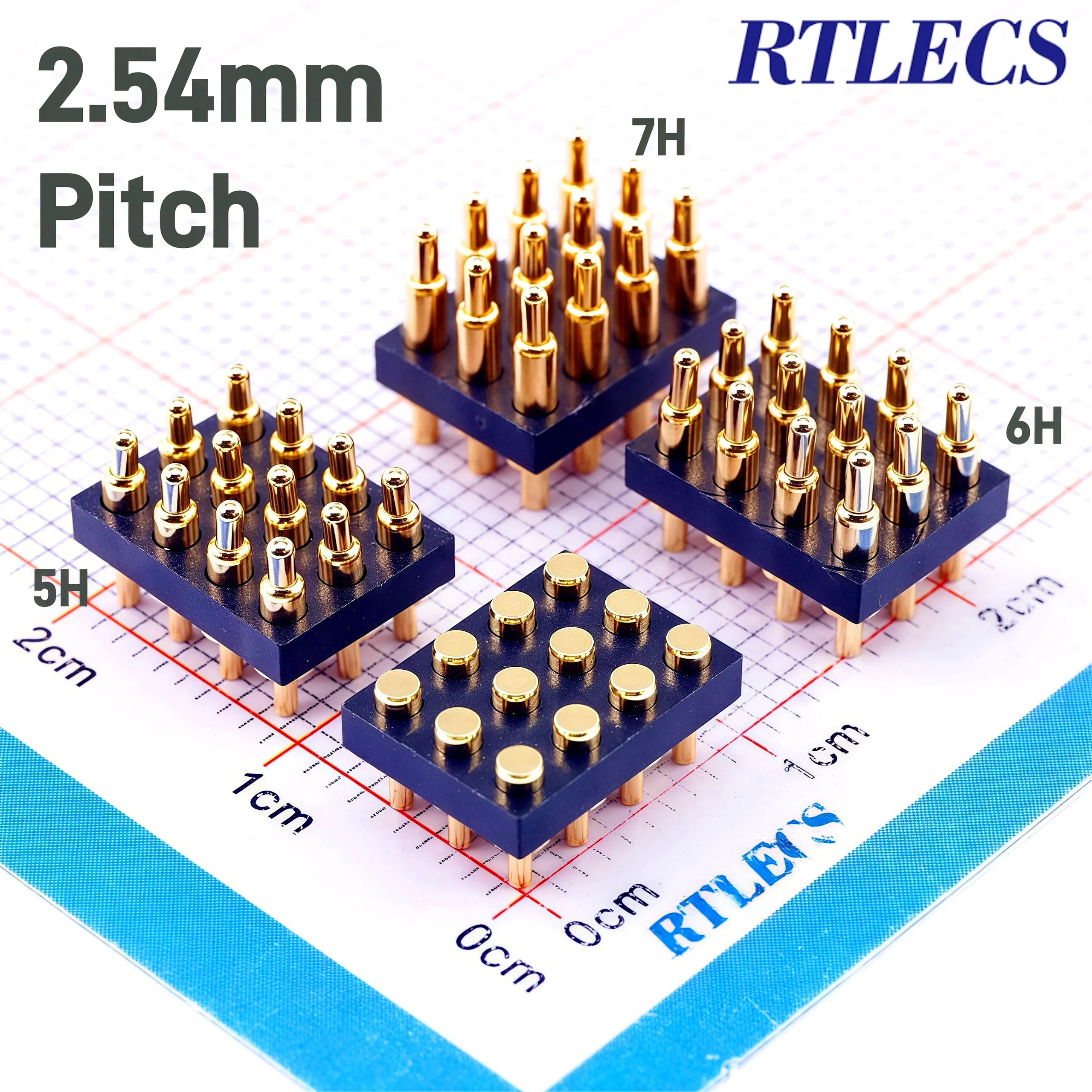 Spring Loaded Pogo Pin Conector 3 Rows 12 Pos 3x4 Position 2.54 mm Grid Male Height 5.0 6.0 7.0 MM Female 3.5 MM Glod 1u DIP