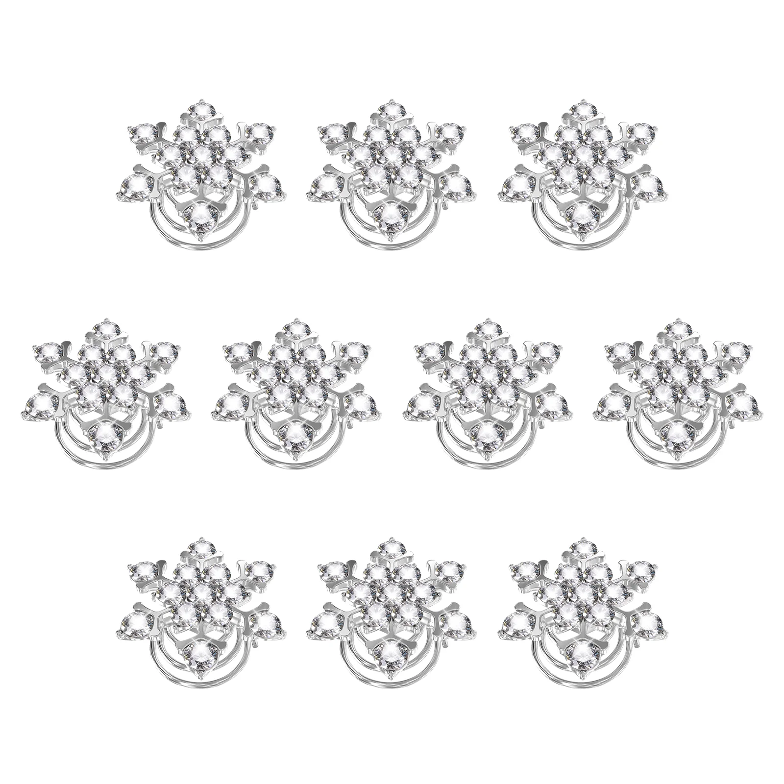 

10 Pcs Snowflake Spiral Hair Pin Mini Clips Small Womens Barrettes for Twists Spirals Jeweled Christmas Accessories Holiday