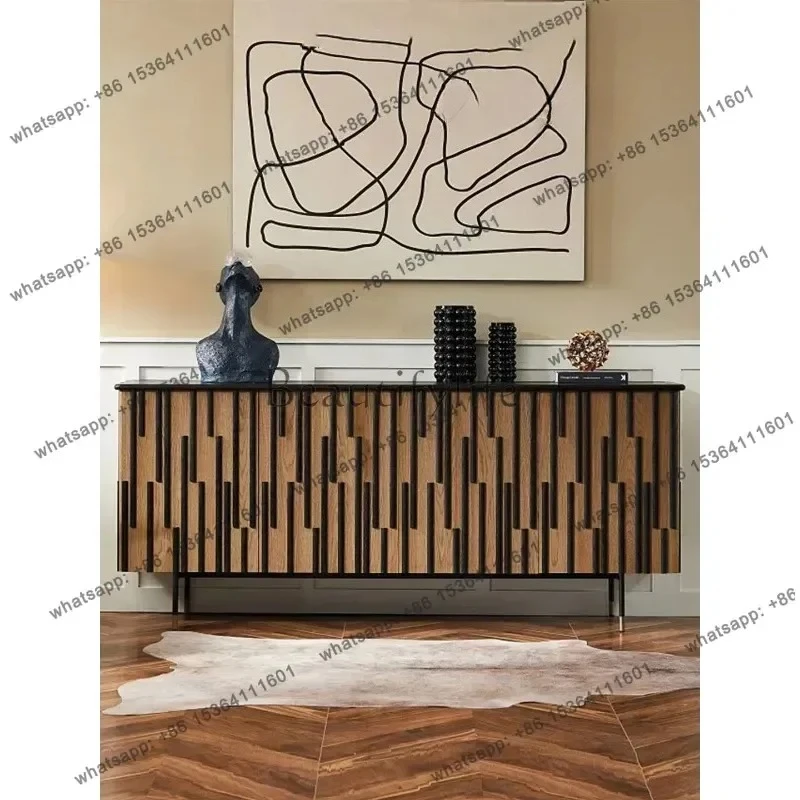 

Italian Light Luxury Solid Wood Dining Side Cabinet, Living Room Against The Wall, Locker Storage, Tea Cabinet, Ancient Style