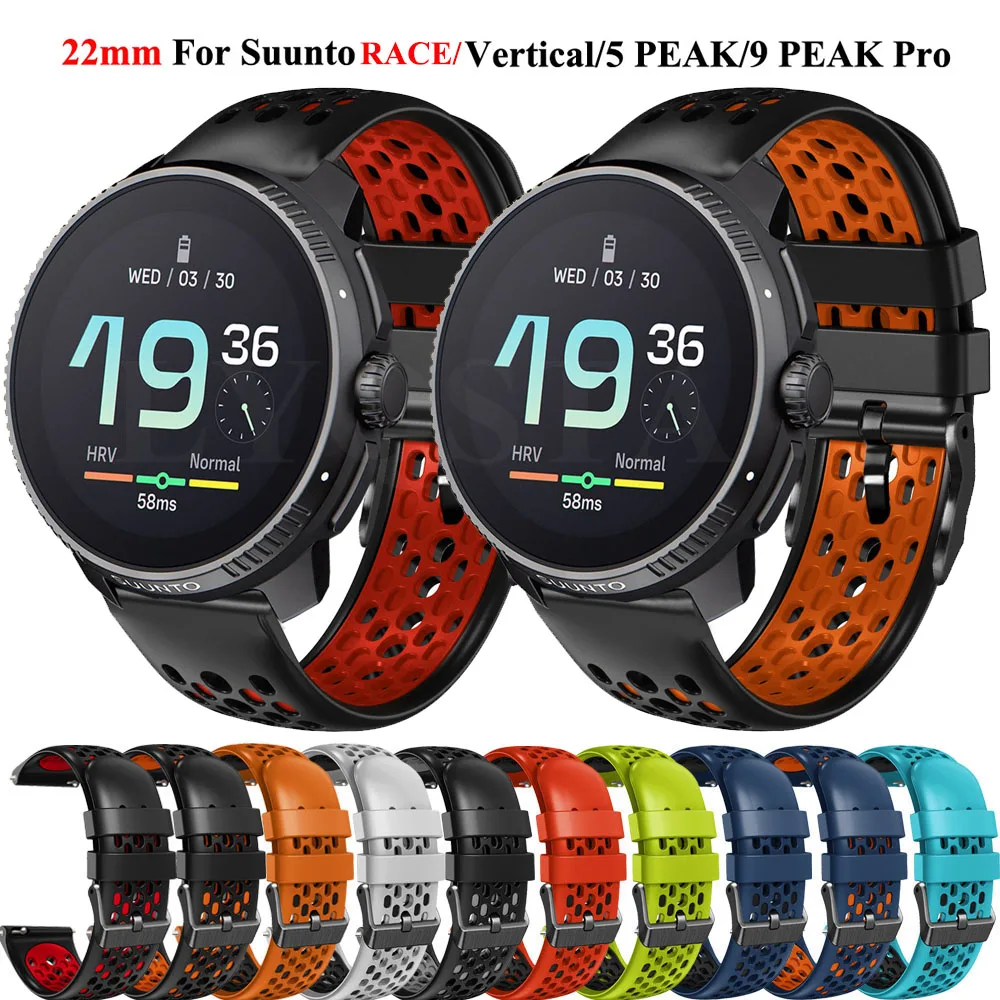 Hot 22mm Silicone Strap For SUUNTO 5 9 PEAK Pro Wristband For Suunto RACE Vertical Watch Sport Bracelet Replace Accessories Belt