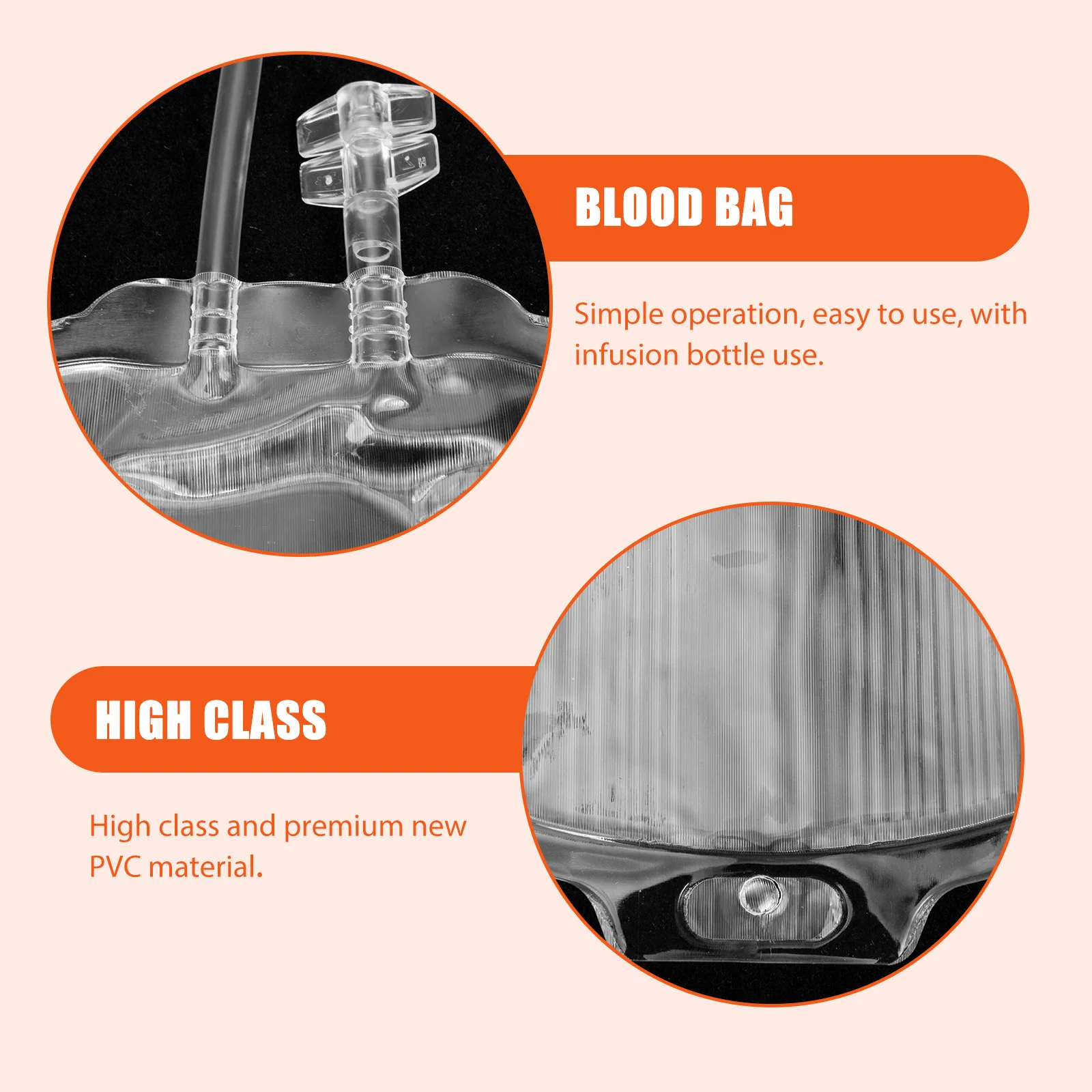 

1 set Halloween Set Double Hose Reusable PVC Bloody Drink Pouch Waterproof Party Supplies Decoration Prop for Vampire