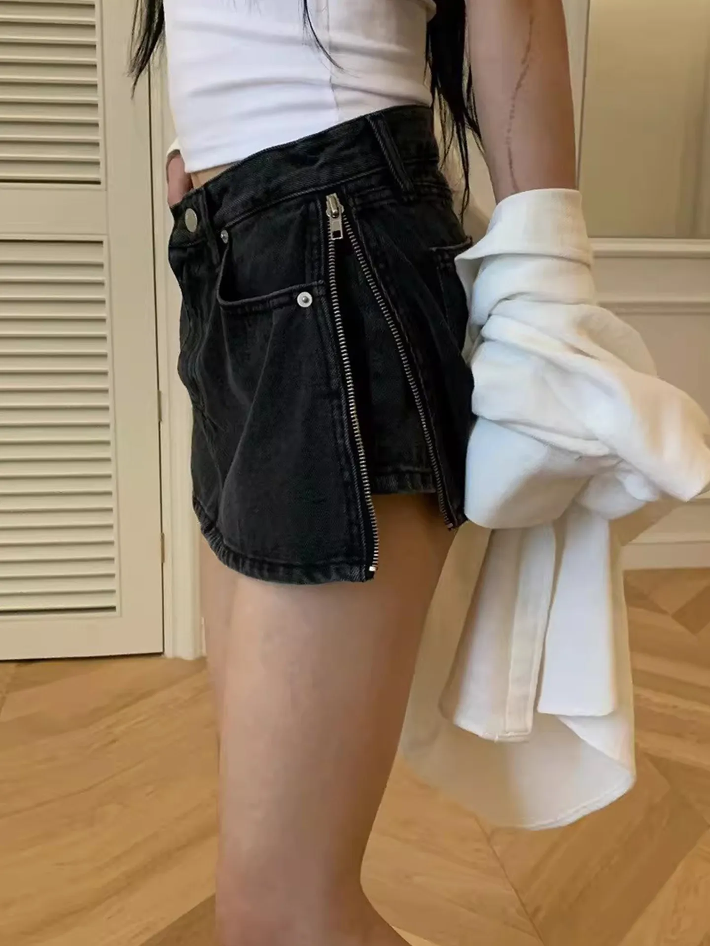 ZHISILAO New High Waist A-line Mini Shorts Women Vintage Casual Y2K Denim Shorts Summer 2026