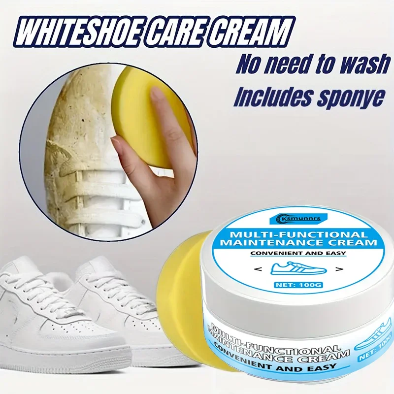 Fasilawei Premium White Shoe Care Cream 100g - Suitable for white sneakers - Gentle formula for stain removal and shoe care. view 2
