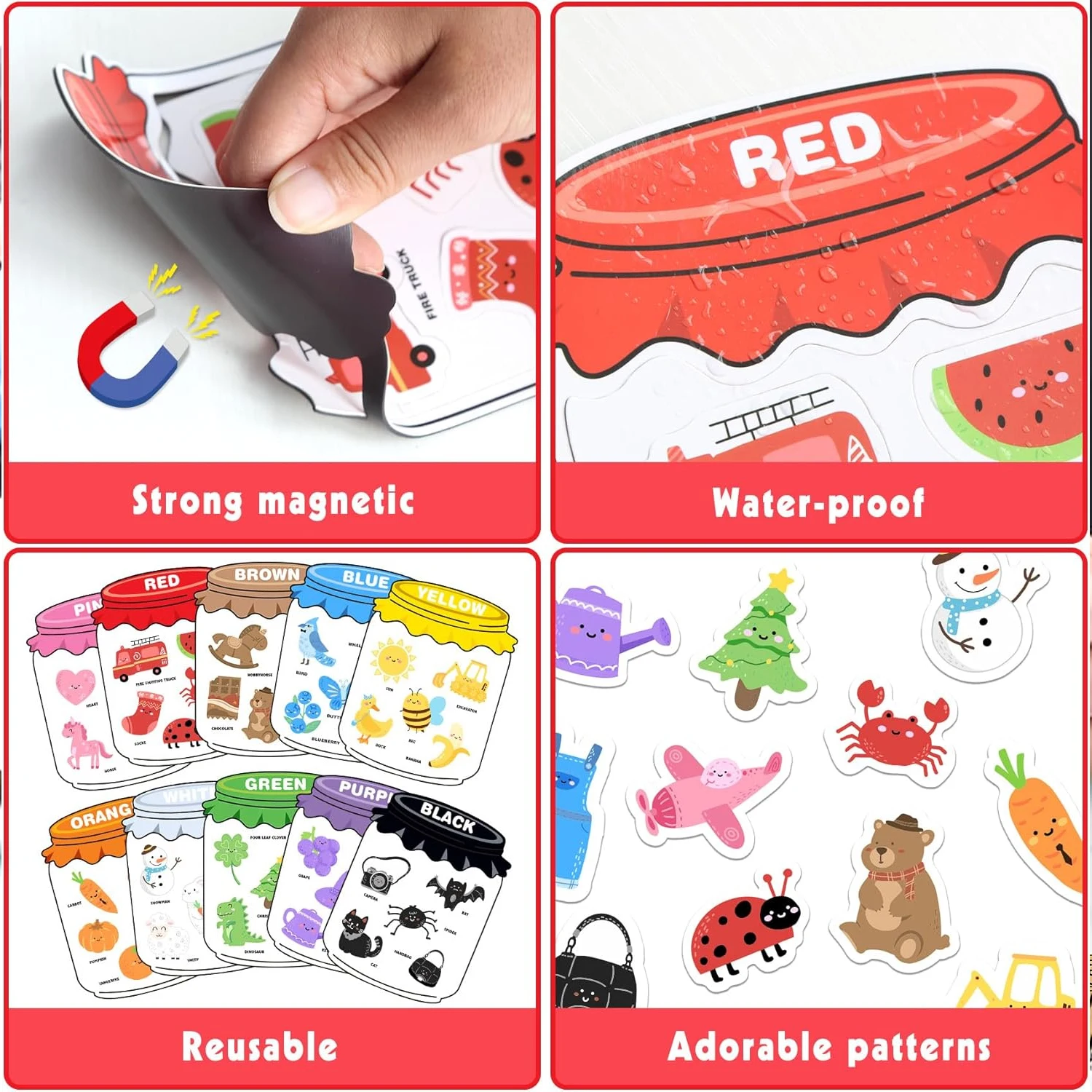 Magnetic Color Sorting Set Color Sorting Magnets for Fridge Color Learning Kitchen Magnets for Color Recognition Activities Home