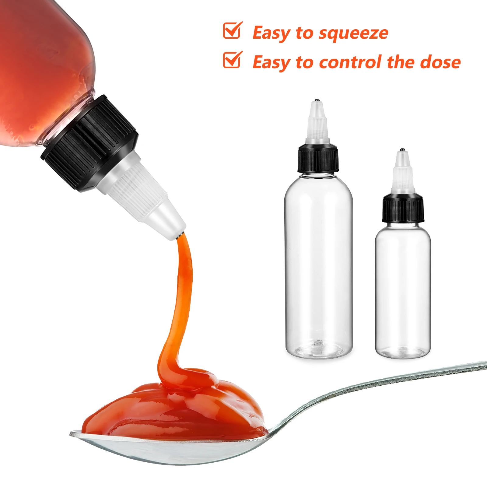 

1 set Squeeze Set 5x100ml 5x60ml 2xFunnel PET Reusable Sauce Dispenser Kitchen Sauce Squeeze Container Bar Supplies