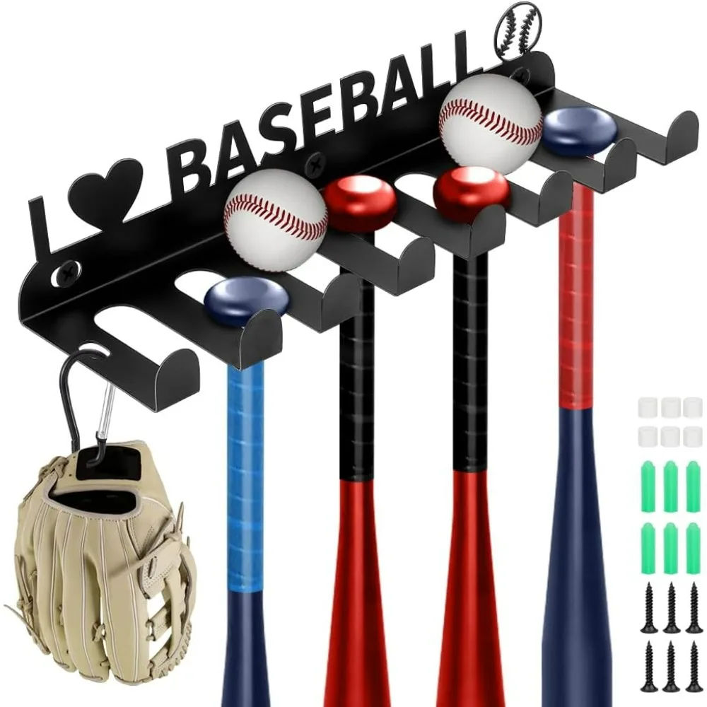 

Wall Mount Baseball Bat Holder Iron Baseball Softball Bats Organizer Bat Rack Mount on Wall for Display and StorageHome
