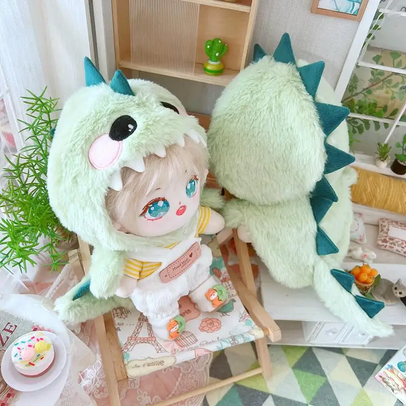 20cm Doll Dinosaur Cloak Cotton Stuffed Dolls Cartoon Animal Shawl Toys Accessories Plush Outfit Changing Dressing Replaceable