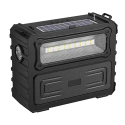 DV-690 Solar Charging Wireless Speaker with Two LED Lights Outdoor Camping Multi-function Bluetooth Soundbox Portable FM Radio