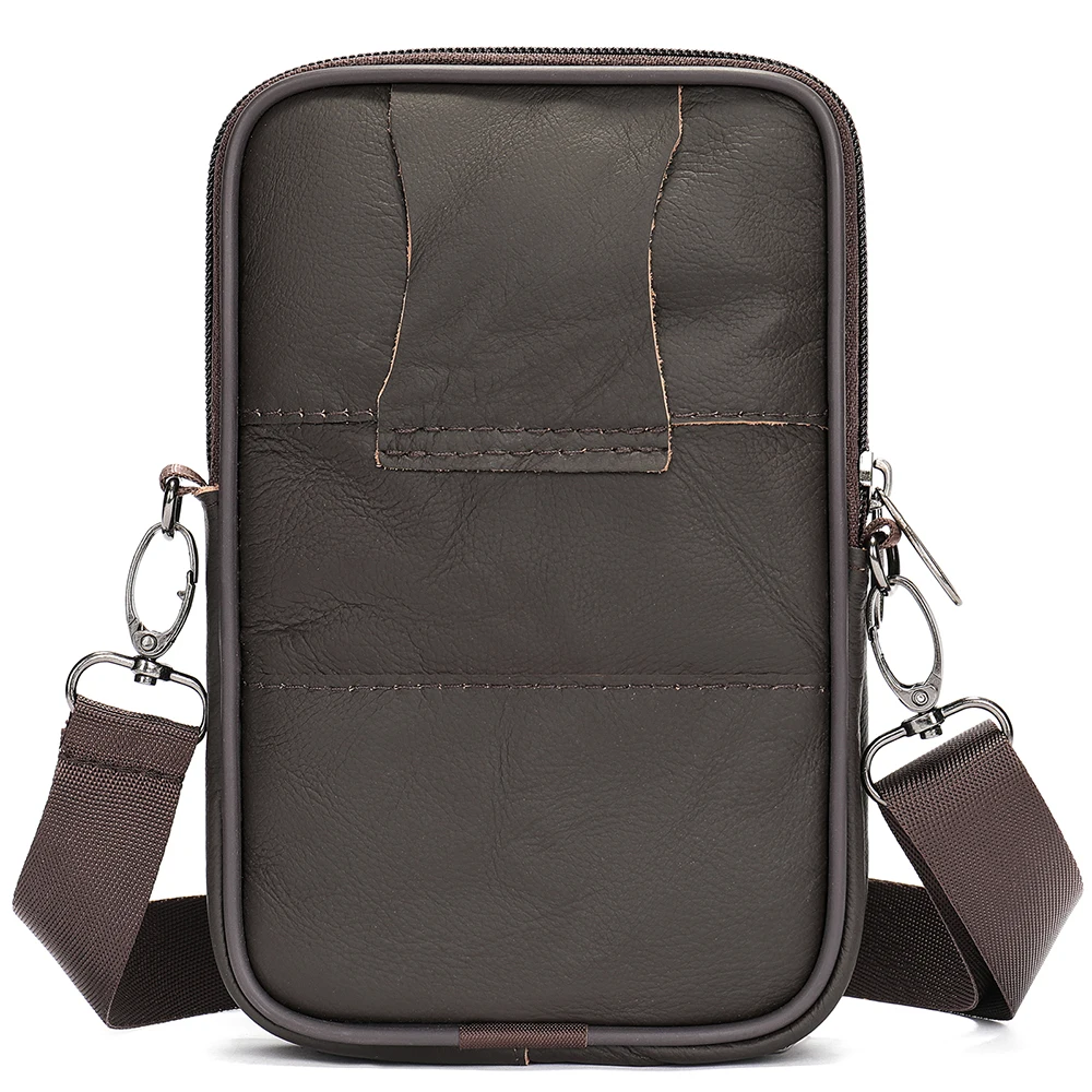 WESTAL-Bolso de hombro pequeño de cuero genuino para hombre, bandolera de cuero negro para teléfono, 3013