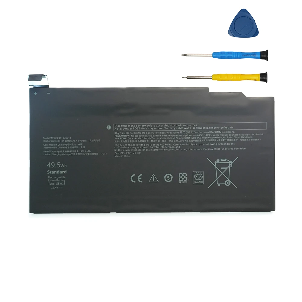 7XINbox G8W13 07HFP9 11.4V 49.5Wh 4123mAh OEM Laptop Battery For Dell XPS 13 9315 2-in-1 Series 31CP4/75/101 Free tools