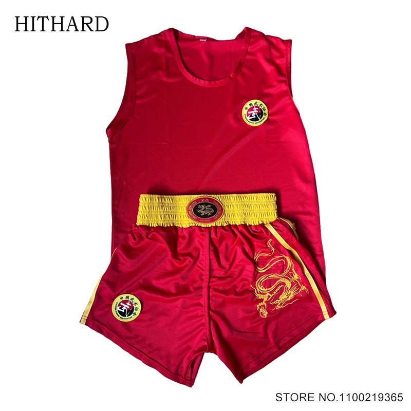 Conjunto de camisa y pantalones cortos de boxeo, pantalones cortos bordados de Muay Thai para hombres, mujeres y niños, uniforme de boxeo Sanda Wushu, ropa de equipo de artes marciales MMA