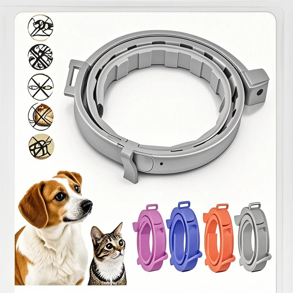 Floh- und Zeckenhalsband für Haustiere, 8-monatsiger Schutz, Floh- und Zeckenhundehalsband, Anti-Mücken-Katzen-Anti-Flohhalsband, Welpenzubehör
