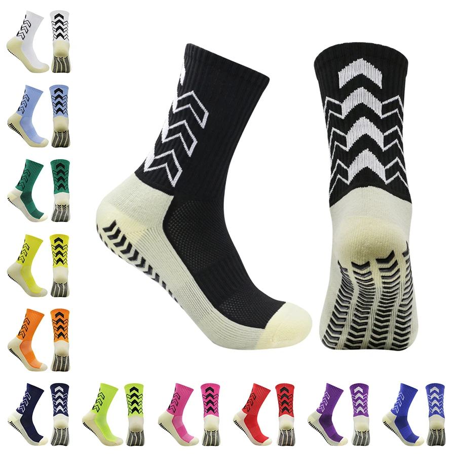 1 Pair New Men Women Non-slip Silicone Sports Soccer Socks Sweat Absorbing Breathable Football Volleyball Cycling Yoga Socks