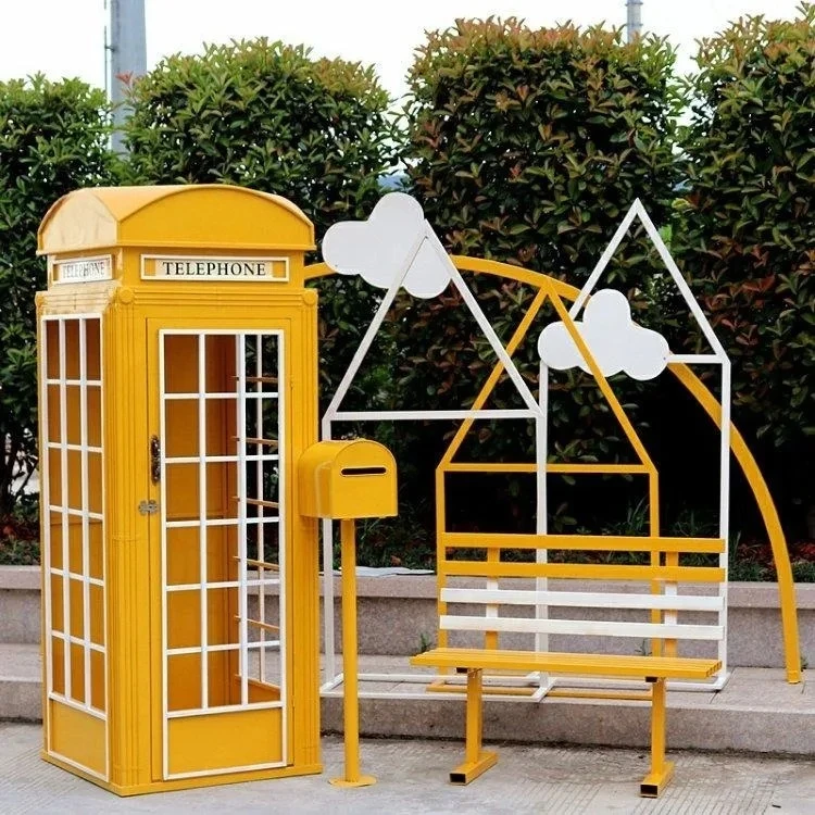 2M Tall London Style Decorative Telephone Booth, Color Customizable Flat Pack Assembly Sturdy Durable