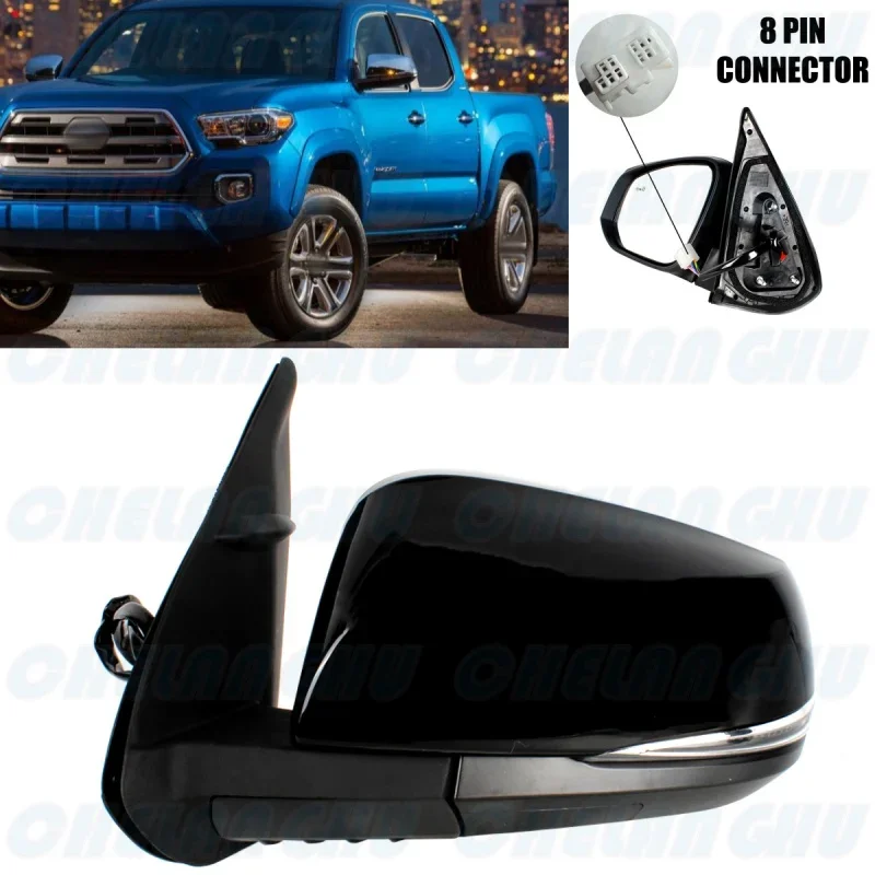 

For Toyota Tacoma 2016 2017 2018 2019 2020 2021 US version Left Side 8 Pins Black Painted Power Fold Blind Spot Mirror Assembly