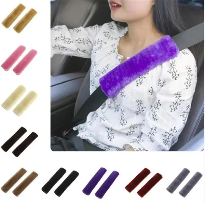 2026New 1/2 Pcs Car Seatbelt Shoulder Pad Comfortable Driving Seat Belt Vehicle Soft Plush Auto Strap Harness Cover Decoration