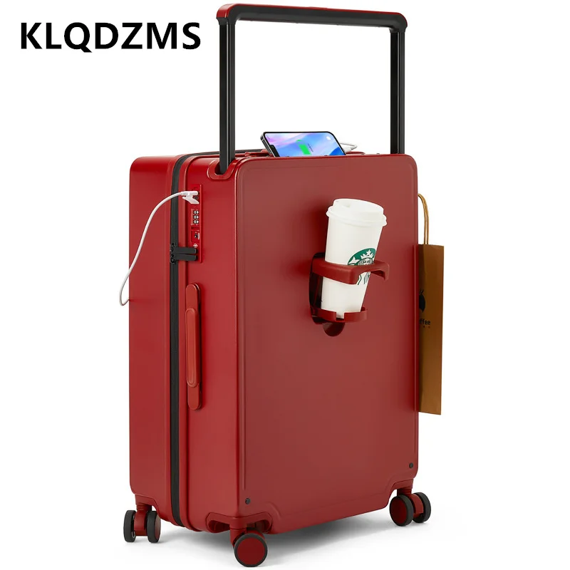 KLQDZMS-maleta rodante multifunción con cremallera, maleta con contraseña, carga USB, 26 pulgadas, 20 pulgadas, nueva