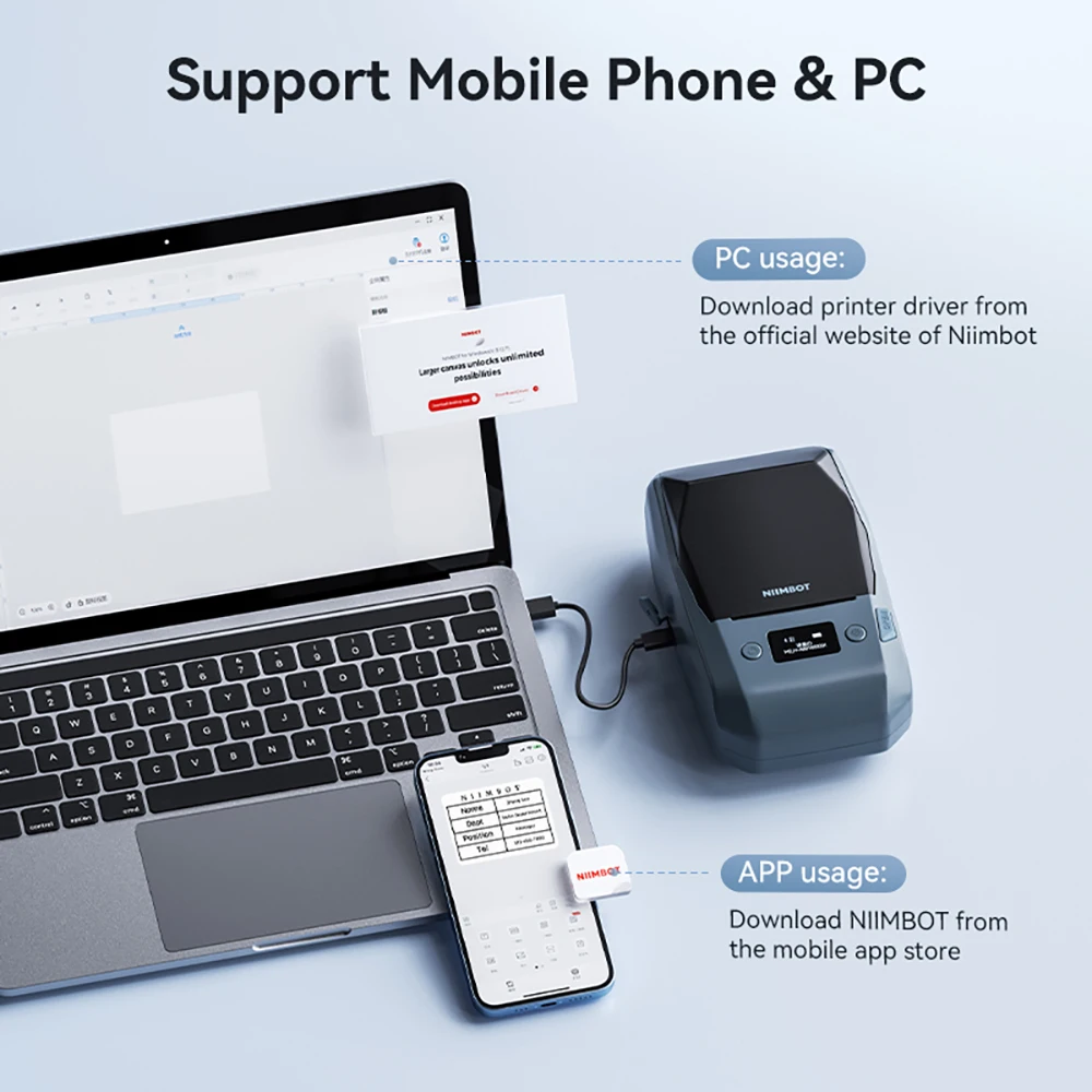 Imagem -05 - Niimbot m2 Impressora de Etiquetas de Transferência Térmica 300 Dpi Alta Definição sem Fio 2050 mm Largura de Impressão Fabricante de Etiquetas Suporte para Telefone pc