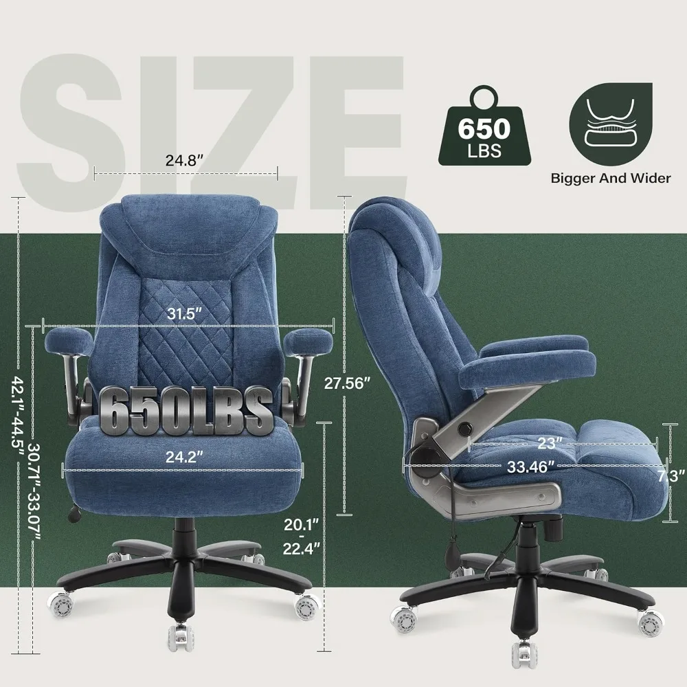 Ergonomic Executive Office Chair for Big and Tall, Thick Spring Cushion, Adjustable Lumbar Support, Airbag, 5D Flip Arm, Comfort