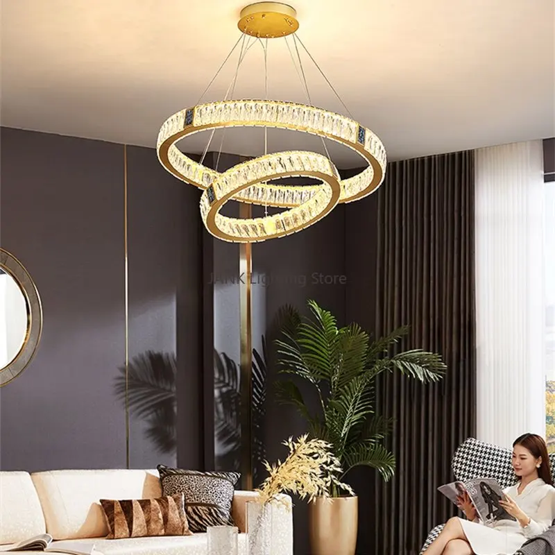 

Italian Modern Crystal Shell Chandelier Living Room,dining Room,bedroom Luxurious Ring lamps LED Home Decoration Pendant Lights