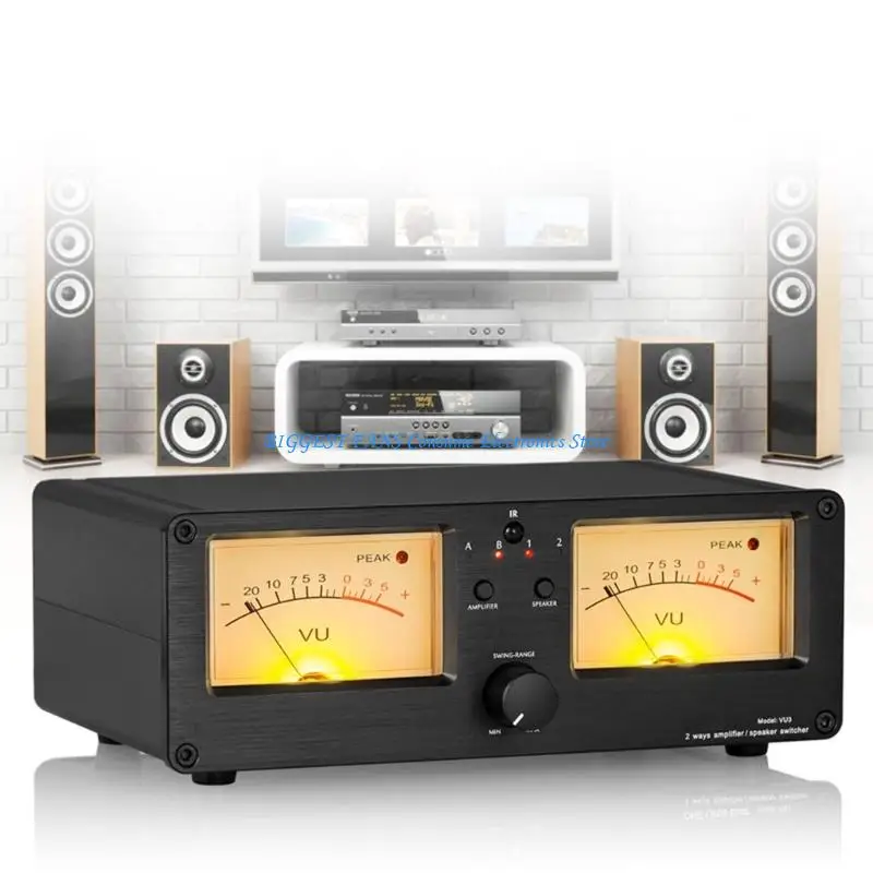 

Dynamic Visual Sound Switcher Sound Double Analog Meter Sound Level Panel Display 2 Way Amplifier With Remote Controller