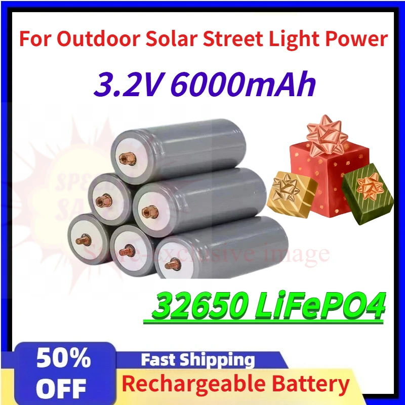 

Large Capacity 3.2V 6000mAh 32650 LiFePO4 Rechargeable Battery for Outdoor Solar Street Light Power Batteries with Screw