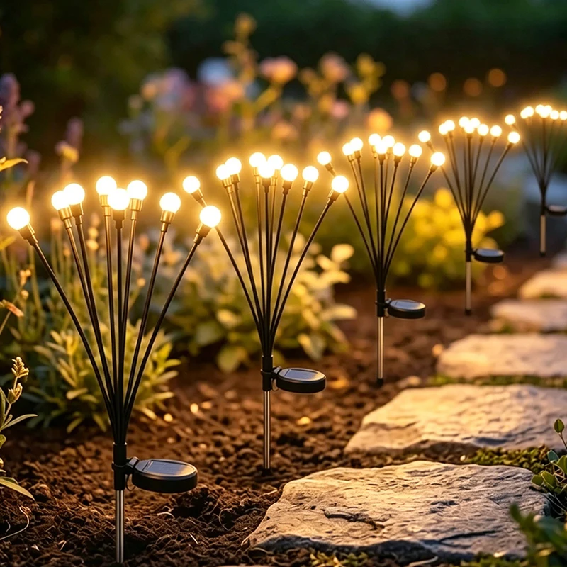 Solar Swaying Firefly Garden Lights IP65 Waterproof LED Outdoor Stake Lamp Yard Patio Landscape Decor Light