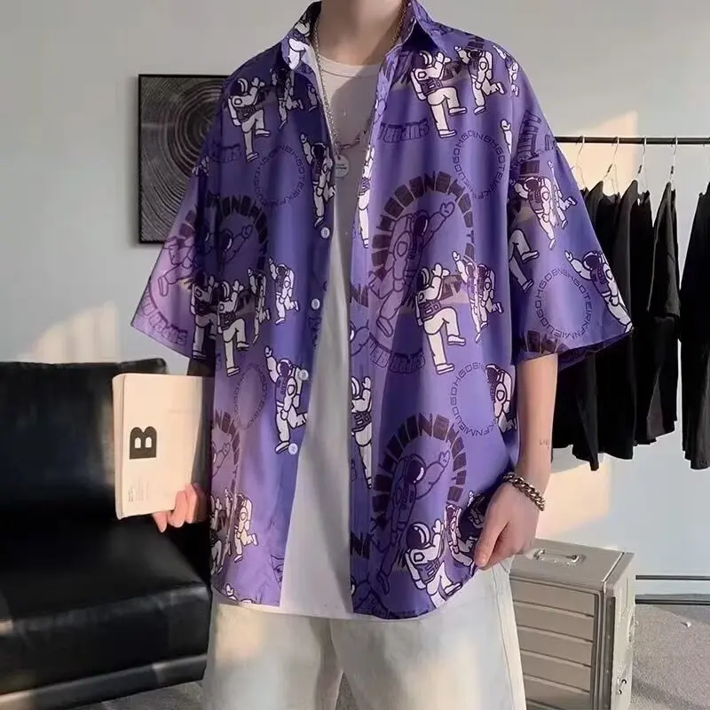 

Harem Sle Ice Silk irt Men's ort Sve Thin Summer Large Size Casual Loose Fit Polyester Fiber Student Faion Artistic