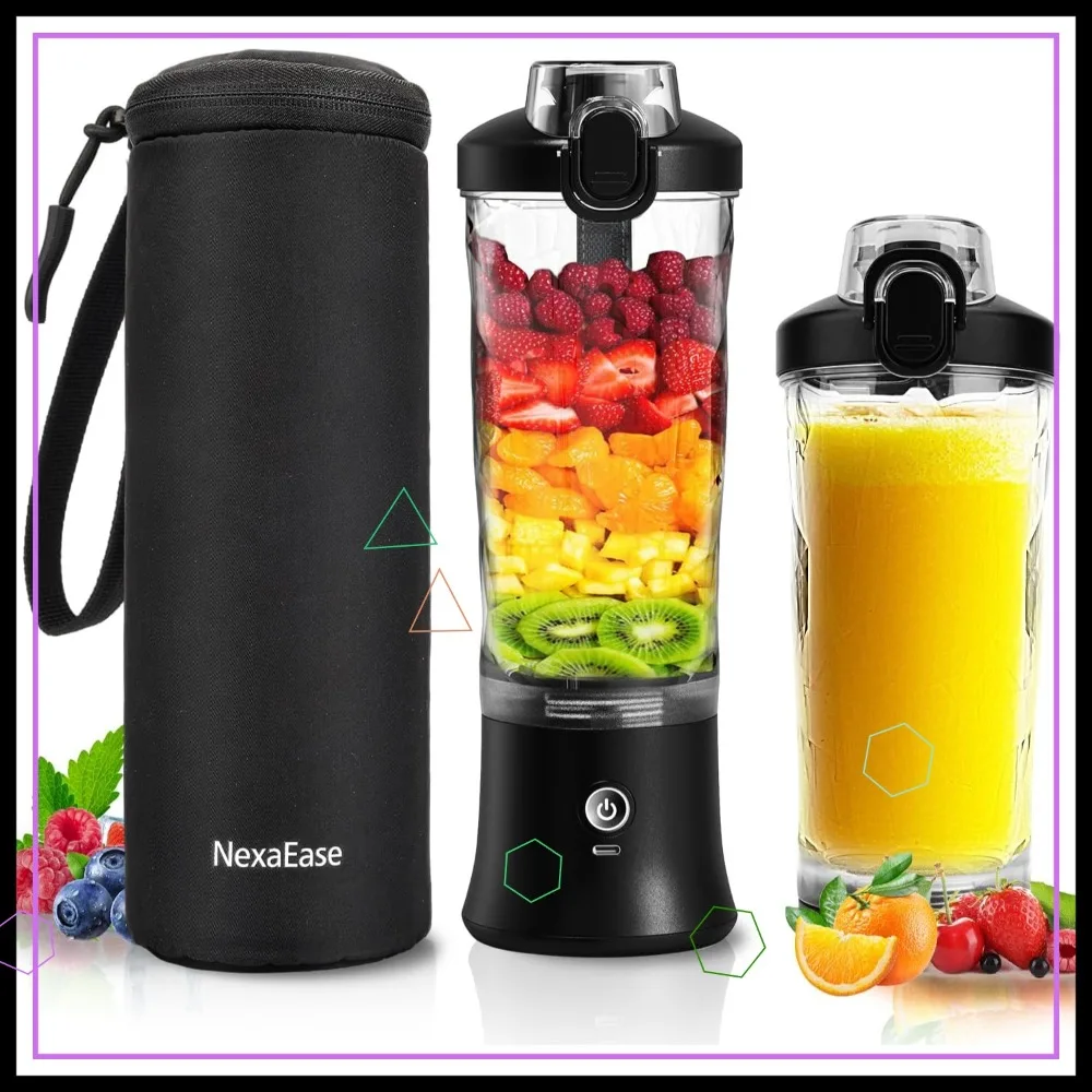 

Portable USB-C Blender Bottle 20oz with Insulated Sleeve - Electric Shaker for Smoothies, Gym & Travel