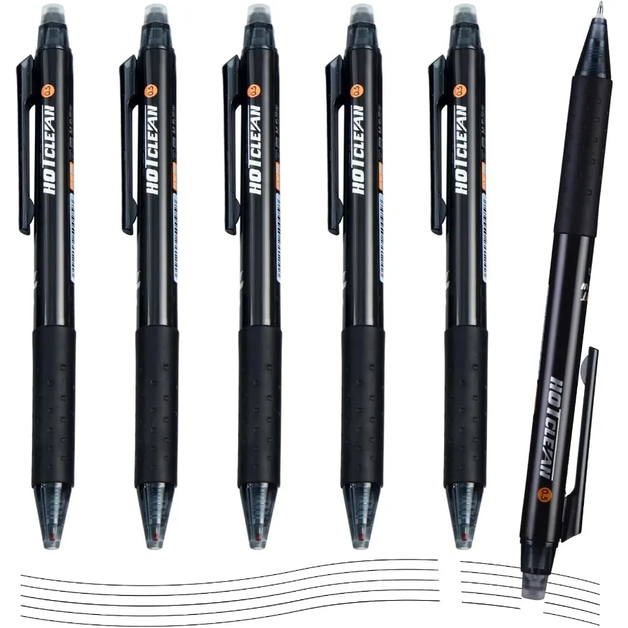 

Erasable Gel Pens 6 Pcs Retractable Black Ink Erasable Pen Fine Point 0.5mm Quick Dry Erasable Pen with NonSlip Grip Pens Make