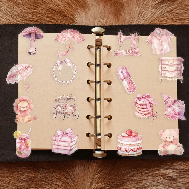 50Pcs Pink Aesthetic Transparent Flowers Graffiti Stickers Waterproof Artistic Dreamy Decoration Guitar Laptop Helmet Skateboard