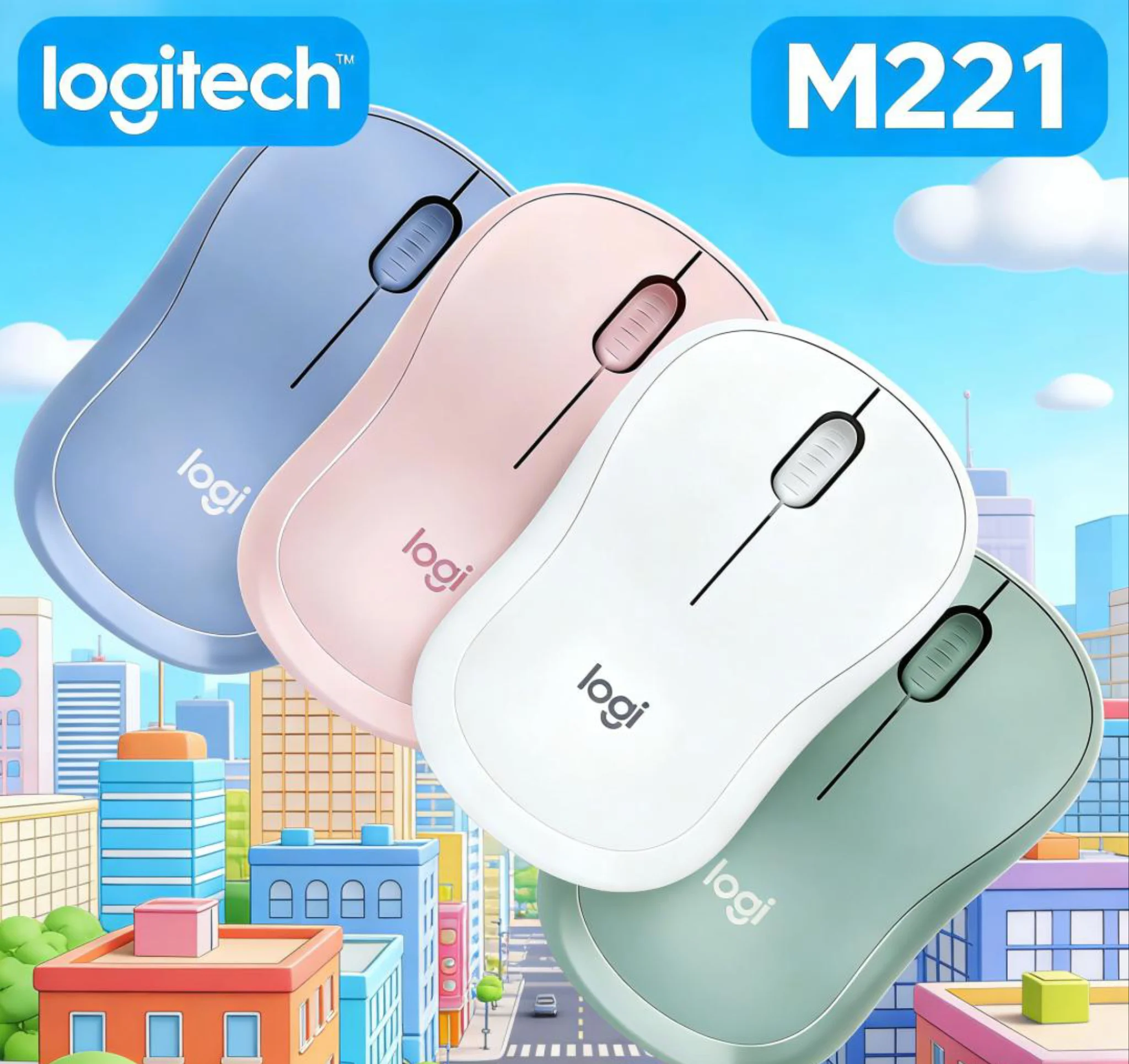 

Беспроводная игровая мышь Logitech M221 Silent - Эргономичная, прочная, легкая, двухрежимная, высокоточная мышь для киберспорта (аналог M650/M350/M280)