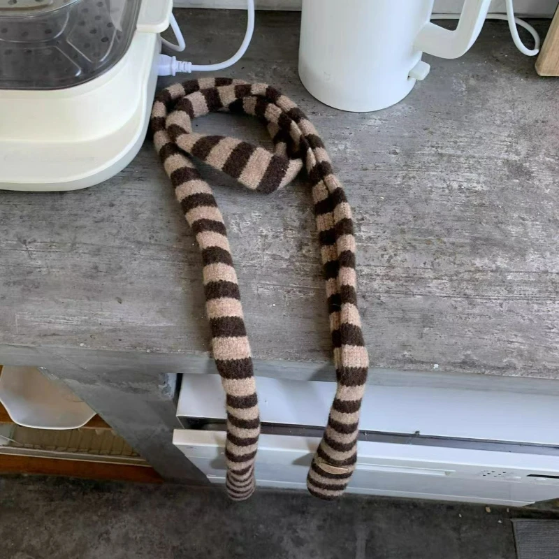 وشاح ضيق مخطط للخريف والشتاء على الطراز الكوري، كاتم صوت نحيف متعدد الاستخدامات، مريح ودافئ، ناعم وصديق للبشرة #5