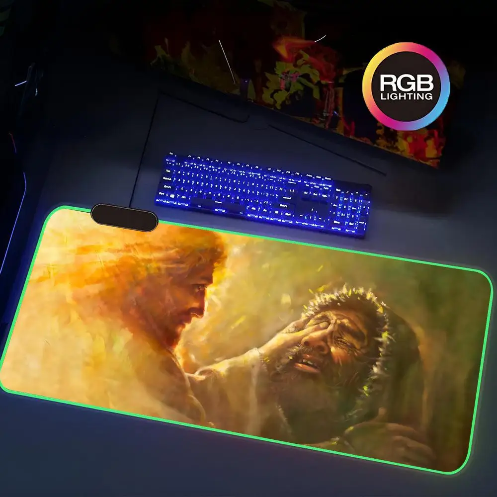 V-Verse of The Christian Bible Jesus-s Mouse Pad Rgb Gaming g pro x superlight 2 Mouse Pad Keyboard Mat Extra Large Computer Des