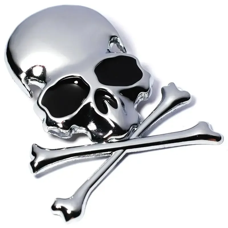 3D Metal Skull Skeleton Crossbones Car Motorcycle Sticker Truck Label Badge  Styling Decoration view 3