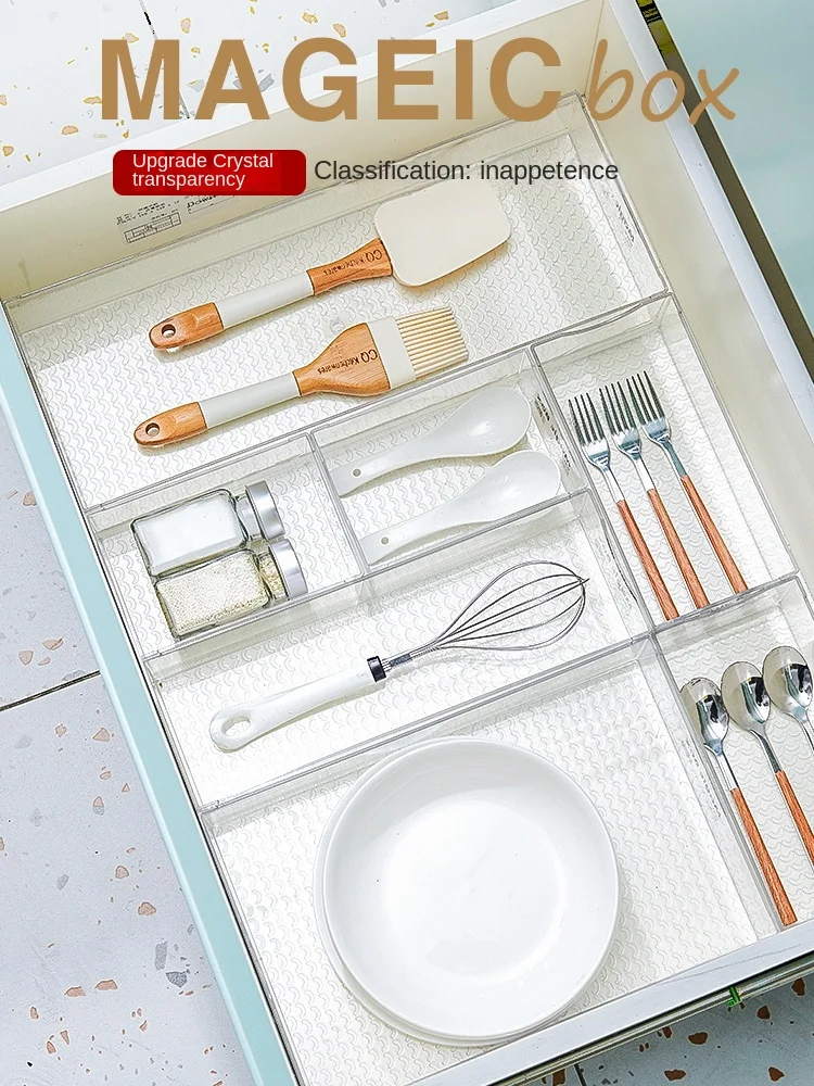 Kitchen Drawer Separating Storage Box Built-in Cabinet Tableware Knife and Fork Chopsticks Storage Box Compartmentalization