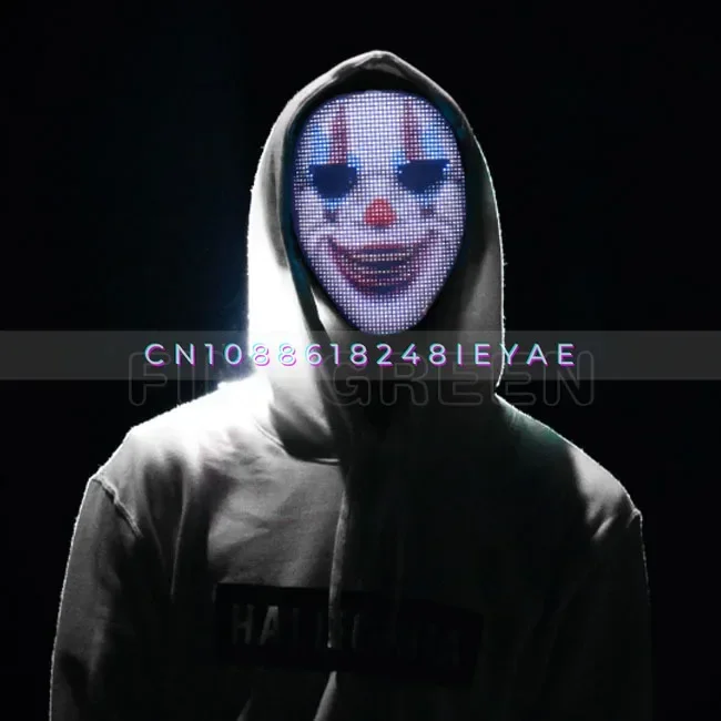 Finegreen Lighting Wholesale Christmas Halloween Party Fashion App Control Led Programmable Message Displayed Face