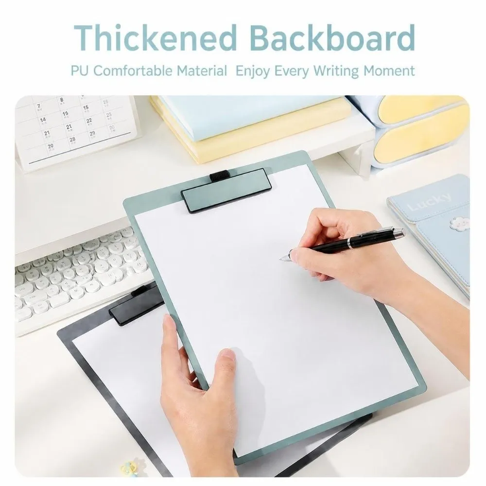 1Pc Durable PU Leather A4 Clipboard Hard with Pen Slot Document Folder Writing Board Students